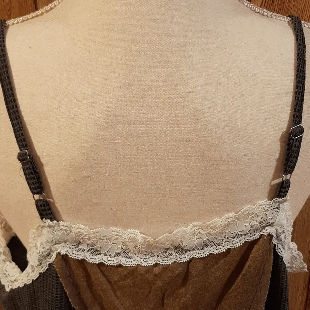 🥀NWT POL Spaghetti-Strap Lace, Waffle, Brown, and Black Tank (S)🥀 - Picture 5 of 7